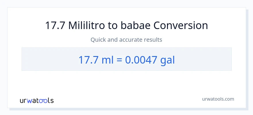 17.7 mga mililitro patungong Mga galon na conversion