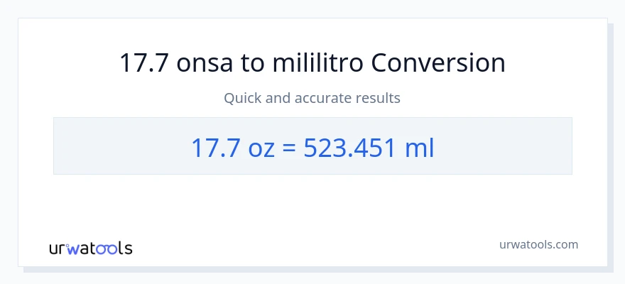 17.7 Mga onsa patungong mga mililitro na conversion