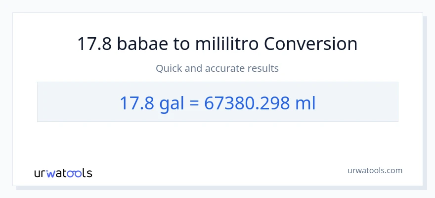 17.8 Mga galon patungong mga mililitro na conversion
