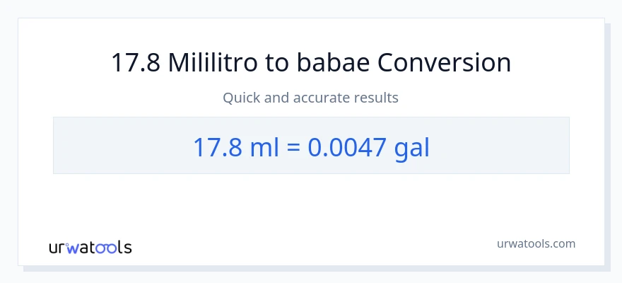 17.8 mga mililitro patungong Mga galon na conversion