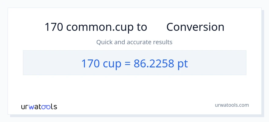 การแปลง 170 ถ้วย เป็น Pints