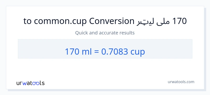 170 ملی لیټرونه ته پيالې بدلون