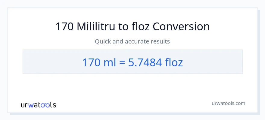 Conversie 170 mililitri la uncii fluide