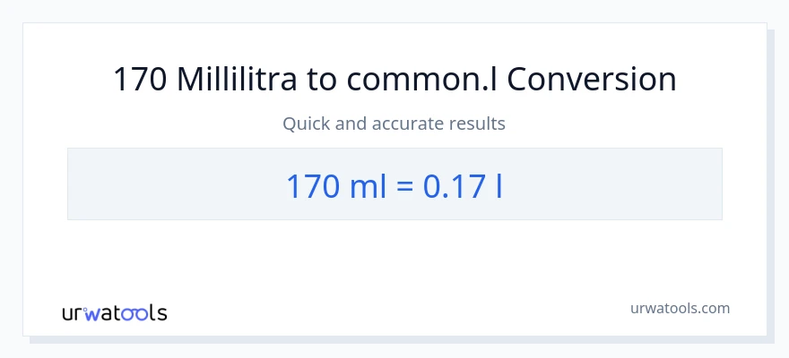 170 millilitraa - Liters muunnos