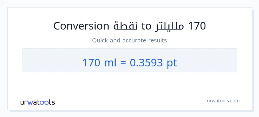 التحويل من 170 ملليلتر إلى Pints