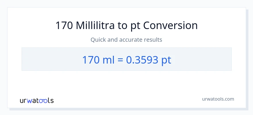 170 millilitraa - Pints muunnos