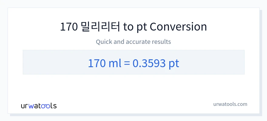 170 밀리리터에서 Pints으로의 변환