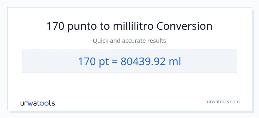 Conversione da 170 Pints a millilitri