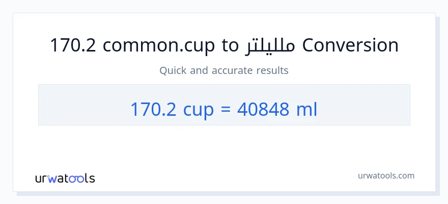 التحويل من 170.2 أكواب إلى ملليلتر
