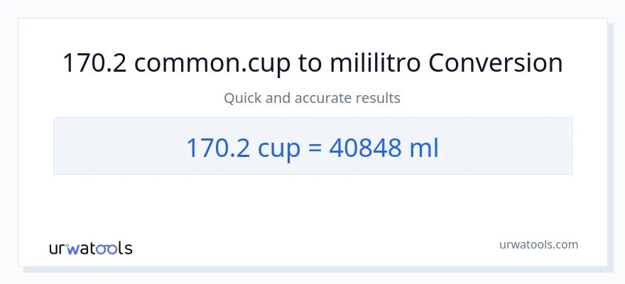 Conversión de 170.2 tazas a mililitros