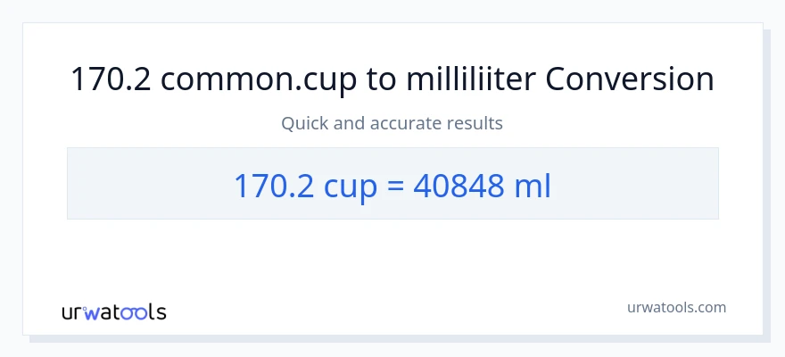 170.2 tassid konversioon milliliitrid-ks
