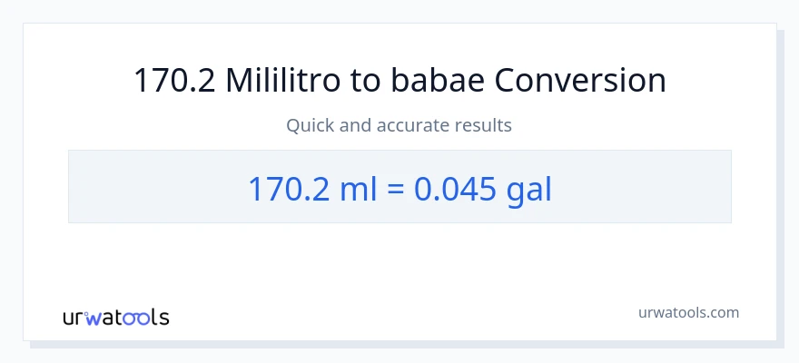 170.2 mga mililitro patungong Mga galon na conversion
