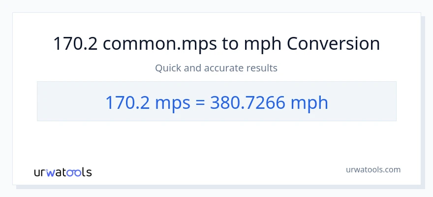170.2 Meters Per Second patungong milya kada oras na conversion