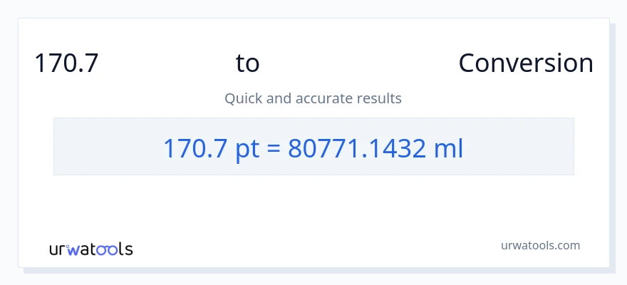 170.7 Pints ൽ നിന്ന് മില്ലിലിറ്റർ ലേക്ക് പരിവർത്തനം