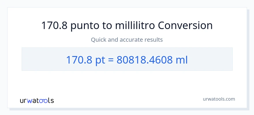 Conversione da 170.8 Pints a millilitri