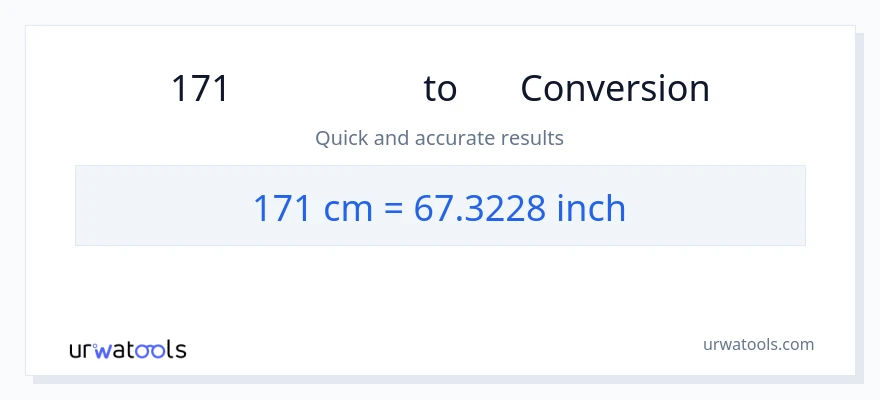 การแปลง 171 เซนติเมตร เป็น นิ้ว