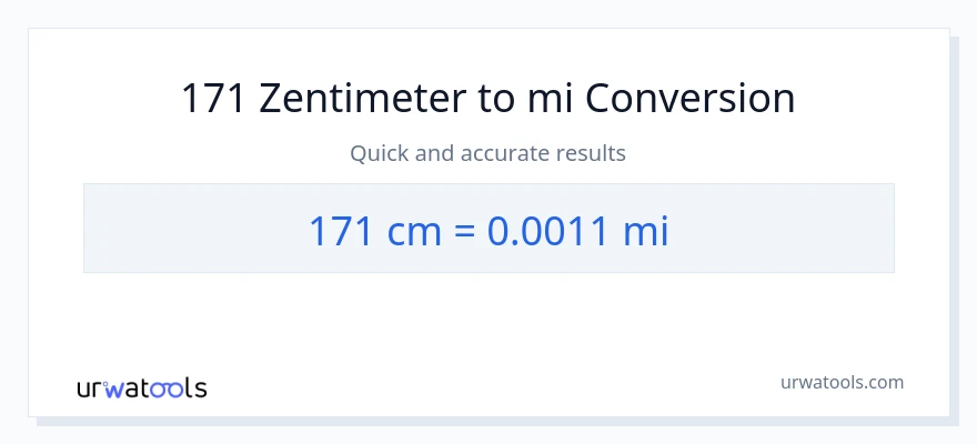 171 Zentimeter zu Meilen Umwandlung