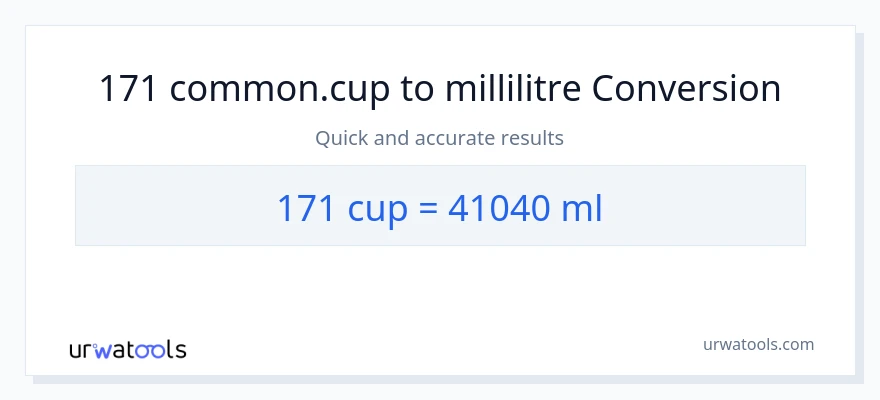 Conversion 171 tasses vers millilitres