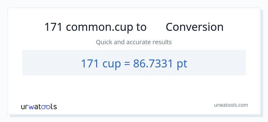 การแปลง 171 ถ้วย เป็น Pints