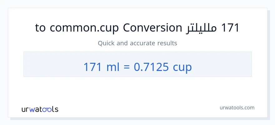 التحويل من 171 ملليلتر إلى أكواب