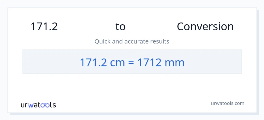 การแปลง 171.2 เซนติเมตร เป็น มิลลิเมตร