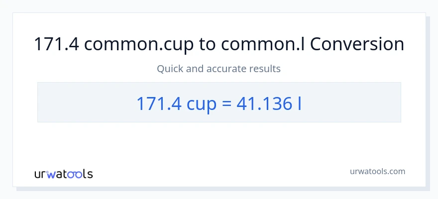 تبدیل 171.4 فنجان‌ها به Liters