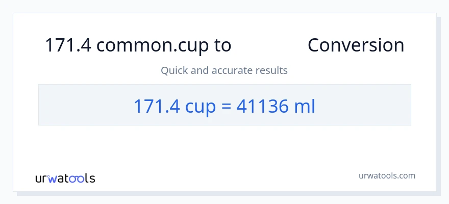 การแปลง 171.4 ถ้วย เป็น มิลลิลิตร