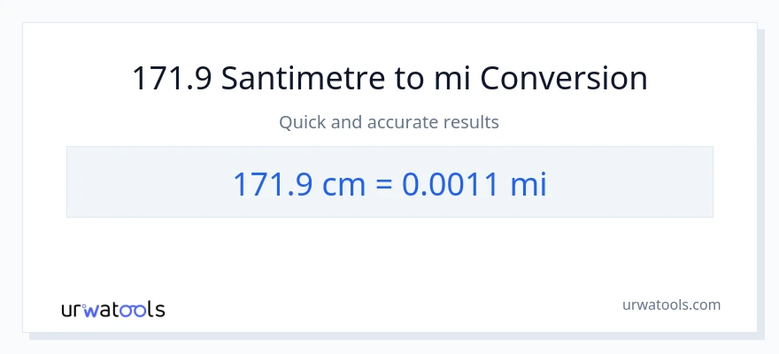 171.9 Santimetre'den mil'e dönüşüm