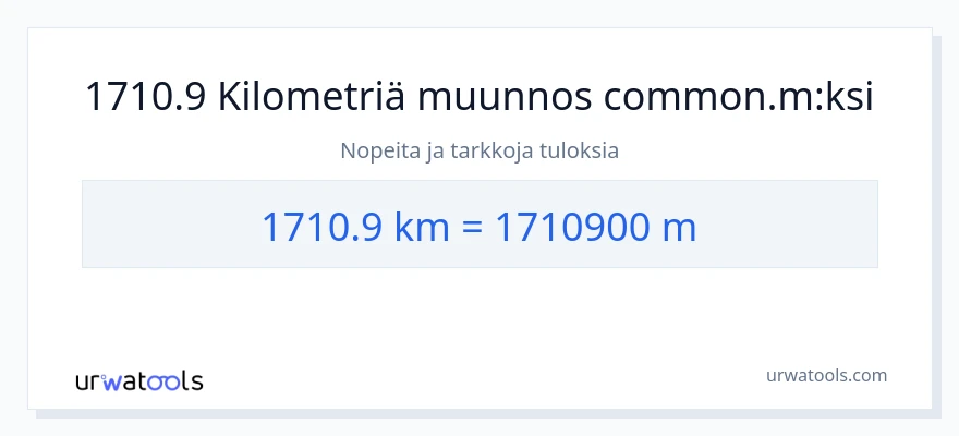 1710.9 kilometrejä - Mittarit muunnos