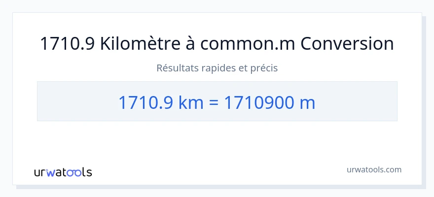 Conversion 1710.9 kilomètres vers Mètres