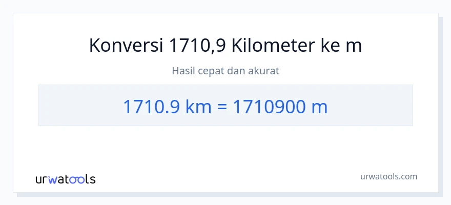 Konversi 1710.9 kilometer ke Meter