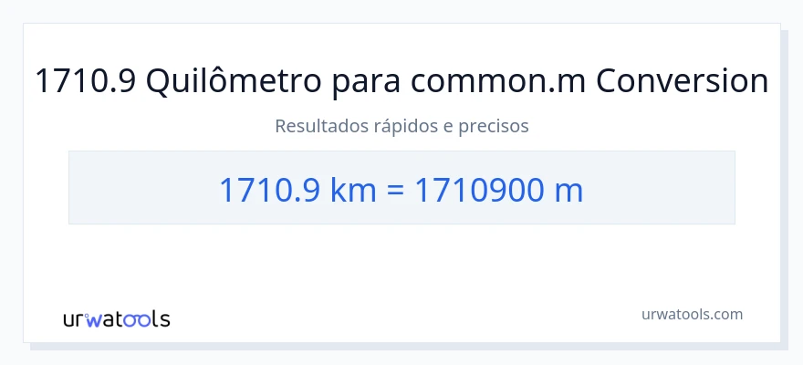 Conversão de 1710.9 quilômetros para Metros