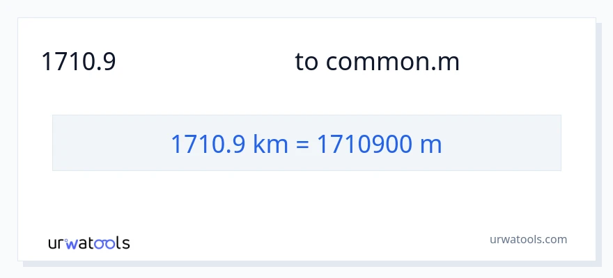 1710.9 கிலோமீட்டர்கள் இலிருந்து மீட்டர்கள் வரை மாற்றம்