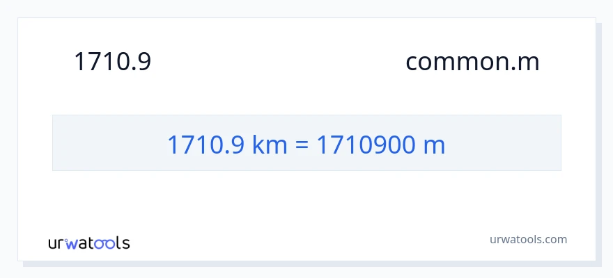 การแปลง 1710.9 กิโลเมตร เป็น มิเตอร์