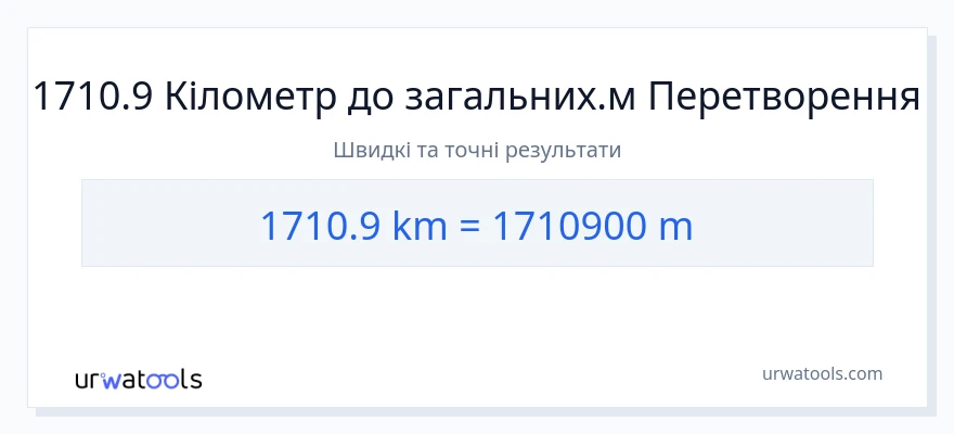 Конверсія з кілометри у Метри: 1710.9