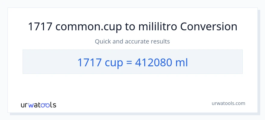 1717 mga tasa patungong mga mililitro na conversion