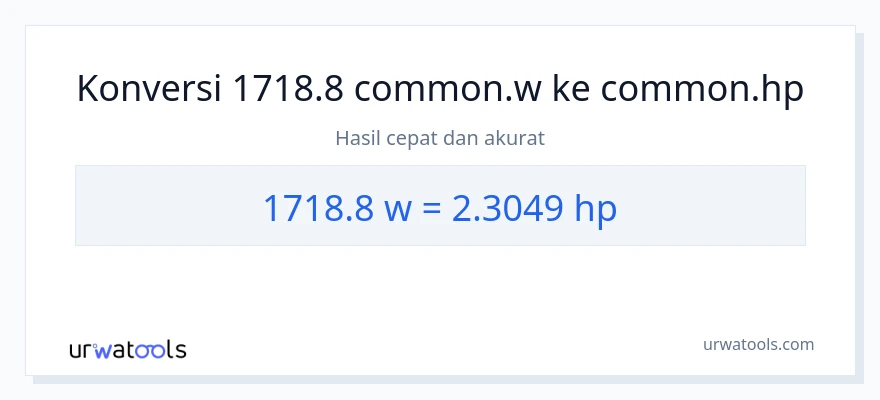 Konversi 1718.8 watt ke daya kuda