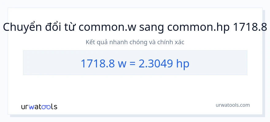 Chuyển đổi 1718.8 watt sang mã lực
