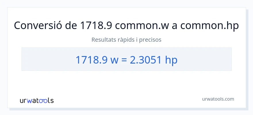 Conversió de 1718.9 watts a cavalls de força