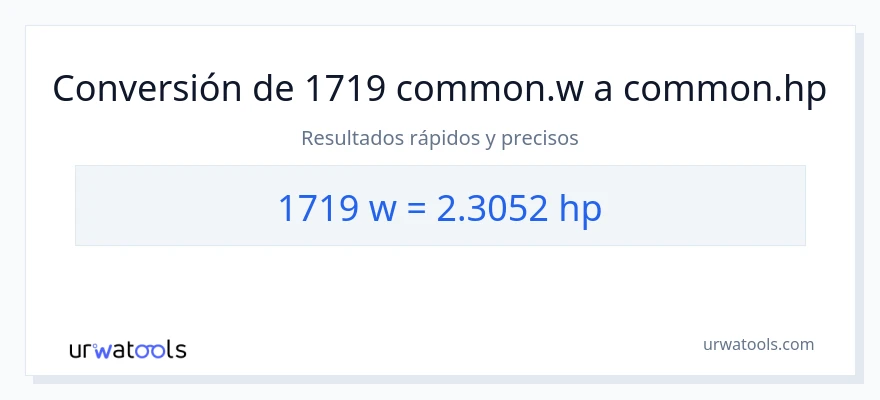 Conversión de 1719 vatios a caballo de fuerza