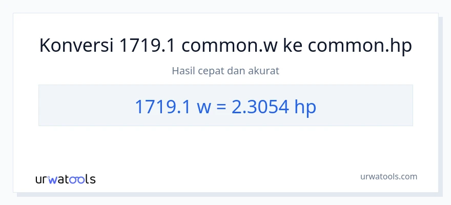 Konversi 1719.1 watt ke daya kuda