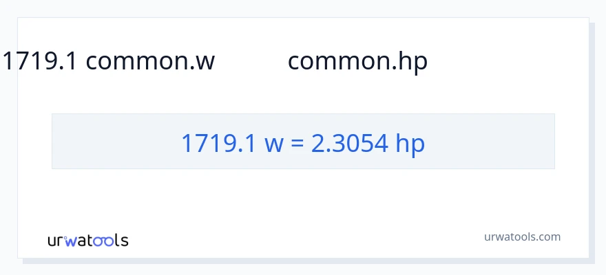 1719.1 ವ್ಯಾಟ್ಸ್ ರಿಂದ ಅಶ್ವಶಕ್ತಿ ಪರಿವರ್ತನೆ