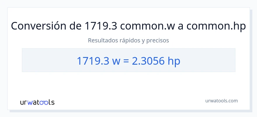 Conversión de 1719.3 vatios a caballo de fuerza