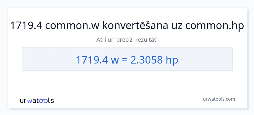 1719.4 vati uz zirgspēki konversiju