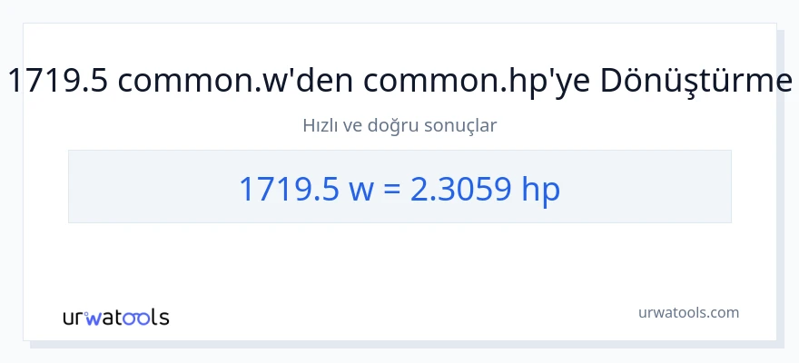 1719.5 watt'den beygir gücü'e dönüşüm