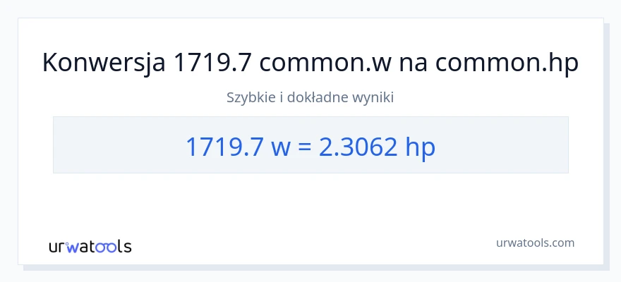 Konwersja 1719.7 watów do moc w koniach mechanicznych