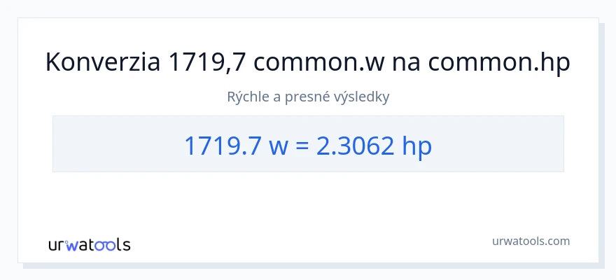 Konverzia z watty na konská sila: 1719.7