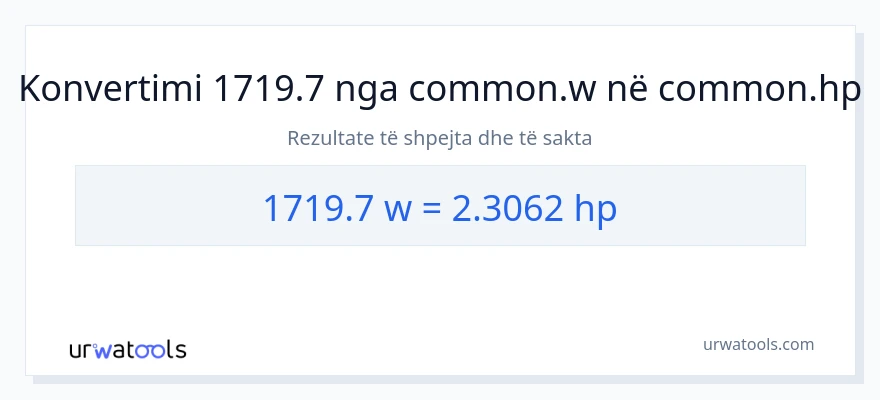 Konvertimi 1719.7 vat në kuajfuqi