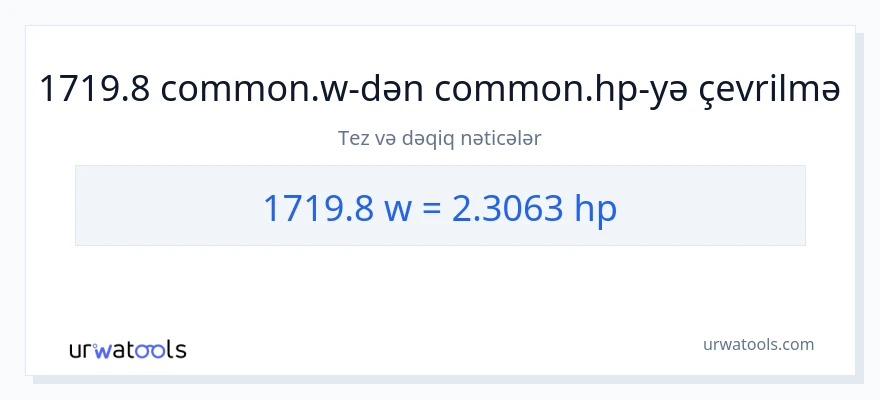 1719.8 vatt-dən at gücü-ə çevrilmə