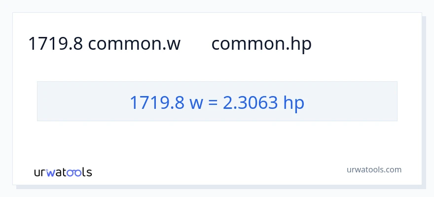 1719.8 واٹ سے ہارس پاور کی تبدیلی